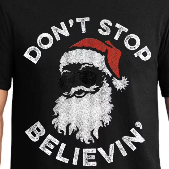 Don't Stop Believin' Cool Shades Santa Pajama Set