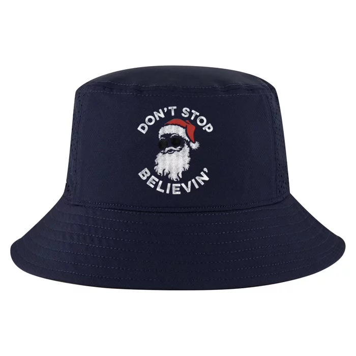 Don't Stop Believin' Cool Shades Santa Cool Comfort Performance Bucket Hat