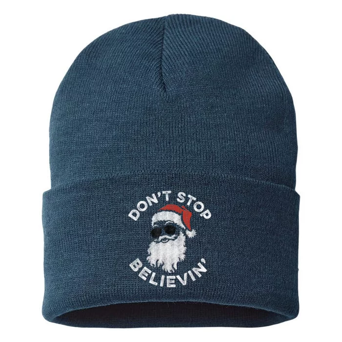 Don't Stop Believin' Cool Shades Santa Sustainable Knit Beanie