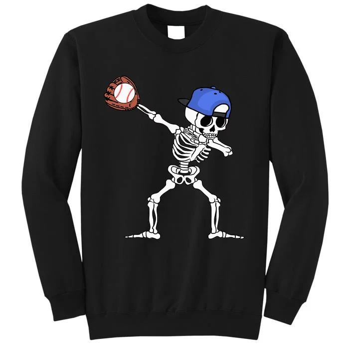 Dabbing Skeleton Baseball Halloween Player Catcher Pitcher Sweatshirt