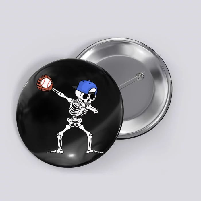 Dabbing Skeleton Baseball Halloween Player Catcher Pitcher Button