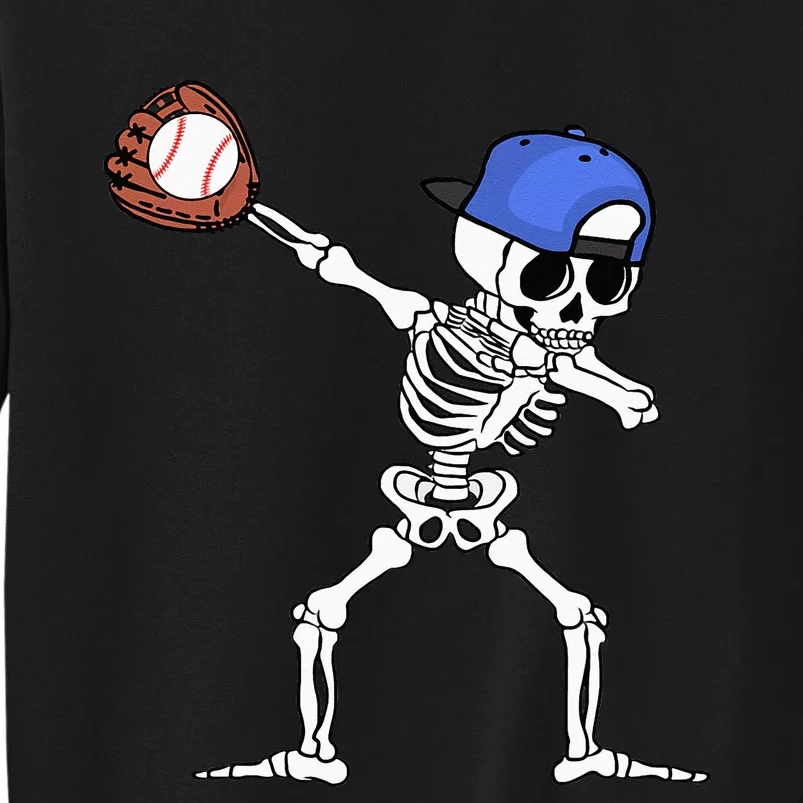 Dabbing Skeleton Baseball Halloween Player Catcher Pitcher Tall Sweatshirt