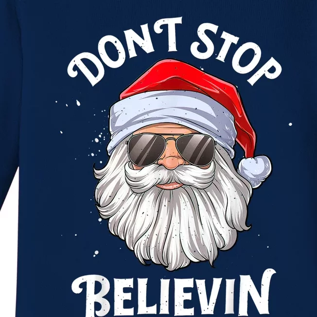 Don't Stop Believin Santa Funny Christmas Boys Gifts Baby Long Sleeve Bodysuit