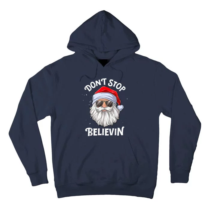 Don't Stop Believin Santa Funny Christmas Boys Gifts Tall Hoodie