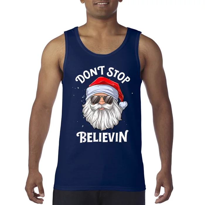 Don't Stop Believin Santa Funny Christmas Boys Gifts Tank Top