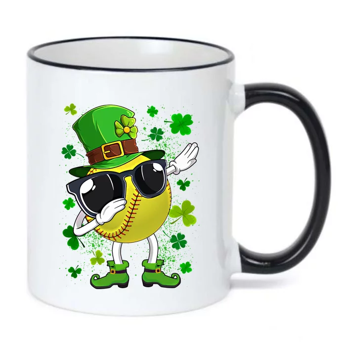 Dabbing Softball Ball Leprechaun St Patrick's Day Cute Gift Black Color Changing Mug