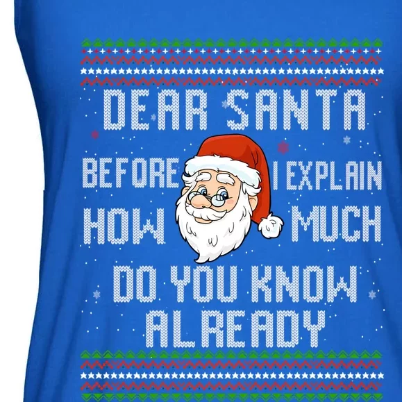 Dear Santa Before I Explain How Much Do You Know Christmas Gift Ladies Essential Flowy Tank