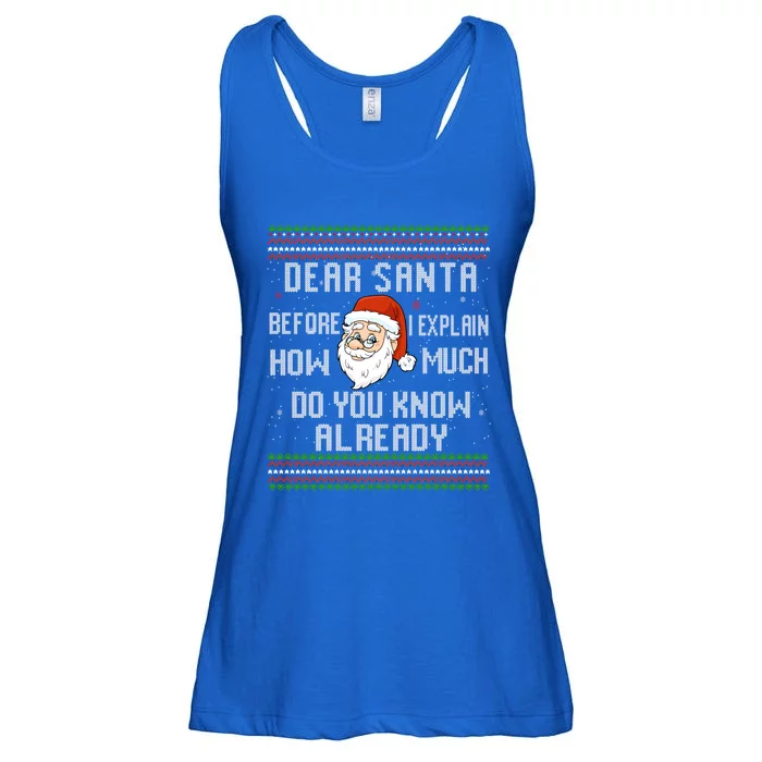 Dear Santa Before I Explain How Much Do You Know Christmas Gift Ladies Essential Flowy Tank