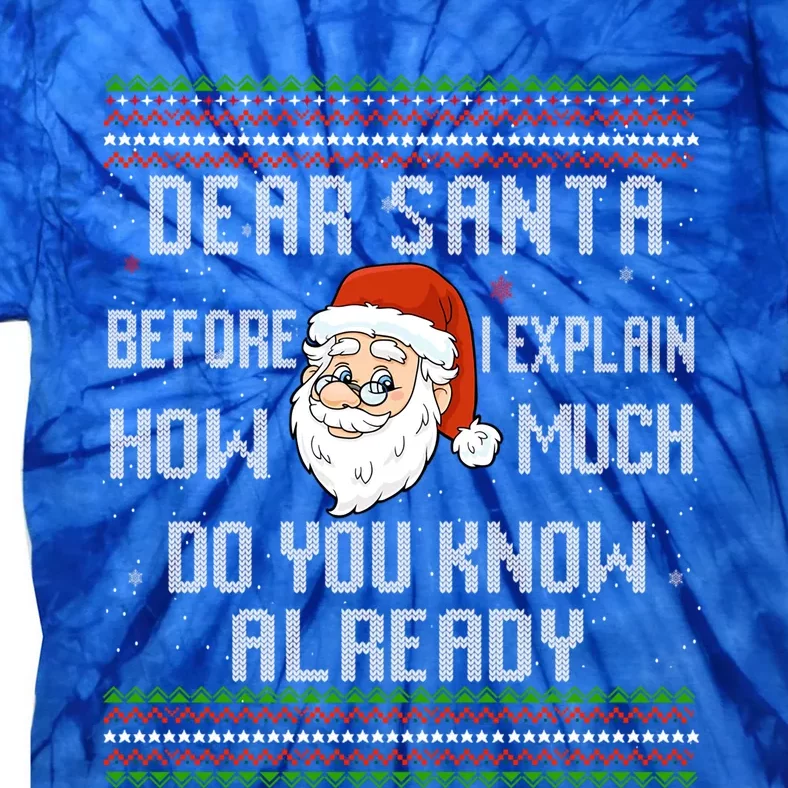 Dear Santa Before I Explain How Much Do You Know Christmas Gift Tie-Dye T-Shirt