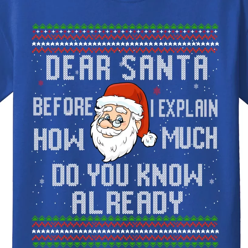 Dear Santa Before I Explain How Much Do You Know Christmas Gift Kids T-Shirt