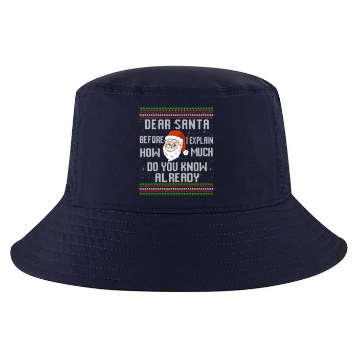 Dear Santa Before I Explain How Much Do You Know Christmas Gift Cool Comfort Performance Bucket Hat