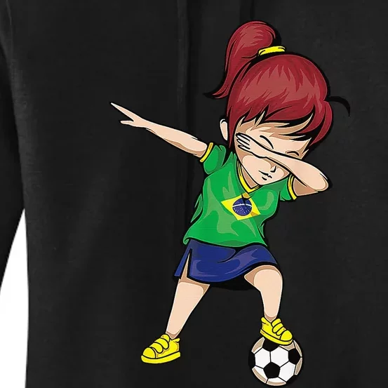 Dabbing Soccer  Brazil Jersey Brazilian Football Women's Pullover Hoodie