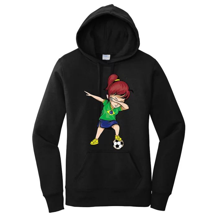 Dabbing Soccer  Brazil Jersey Brazilian Football Women's Pullover Hoodie