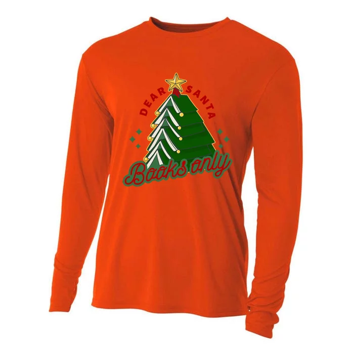 Dear Santa Books Only Christmas Tree Gift Cooling Performance Long Sleeve Crew