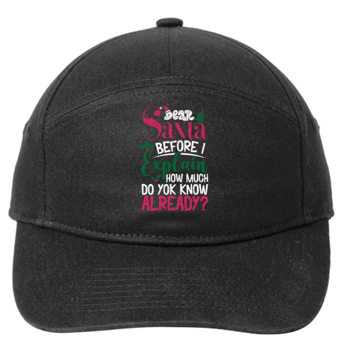 Dear Santa Before I Explain How Much Do You Know Already 7-Panel Snapback Hat