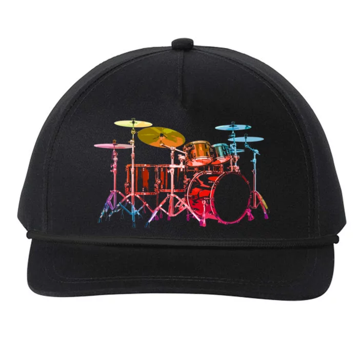 Drum Set (Bold Digital Colors) Snapback Five-Panel Rope Hat