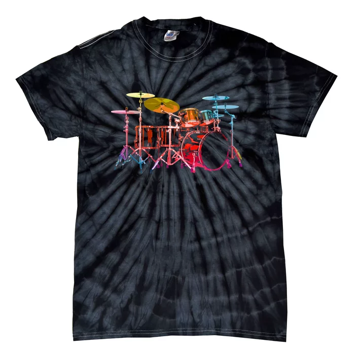 Drum Set (Bold Digital Colors) Tie-Dye T-Shirt