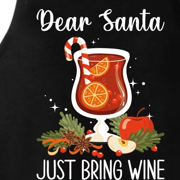 Dear Santa Bring Wine Dear Santa Just Bring Wine Christmas Gift Ladies Tri-Blend Wicking Tank