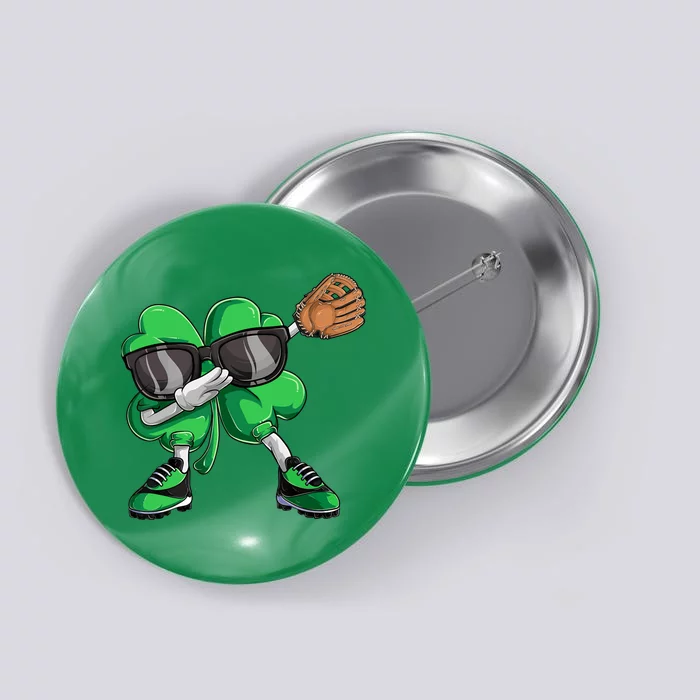 Dabbing Shamrock Baseball, St Patricks Day Button