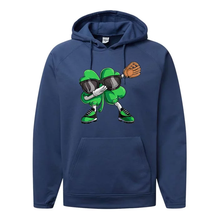 Dabbing Shamrock Baseball, St Patricks Day Performance Fleece Hoodie