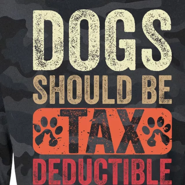 Dogs Should Be Tax Deductible Dog Lovers Owners Retro Funny Cropped Pullover Crew