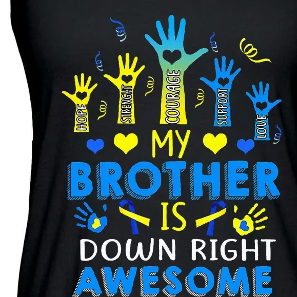 Down Syndrome Brother Sibling Gifts Down Right Awesome Ladies Essential Flowy Tank