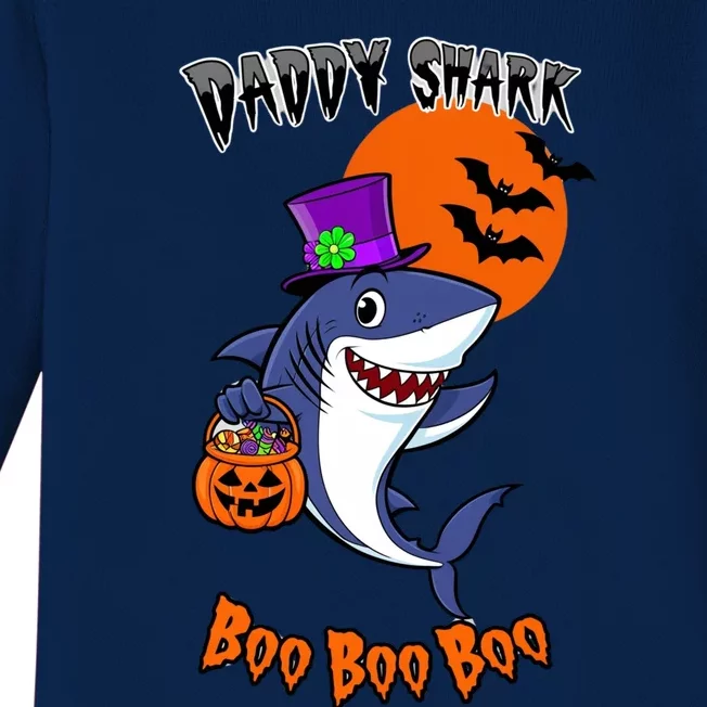 Daddy Shark Boo Boo Boo Funny Family Shark Halloween Baby Long Sleeve Bodysuit