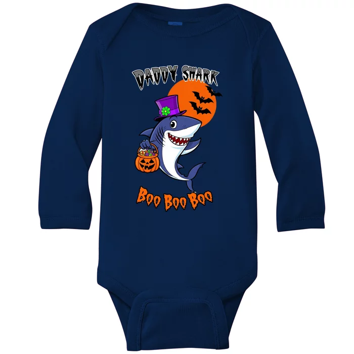 Daddy Shark Boo Boo Boo Funny Family Shark Halloween Baby Long Sleeve Bodysuit