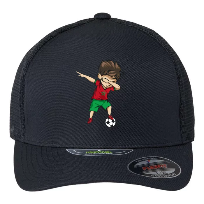 Dabbing Soccer Boy Morocco Jersey Moroccan Football Flexfit Unipanel Trucker Cap