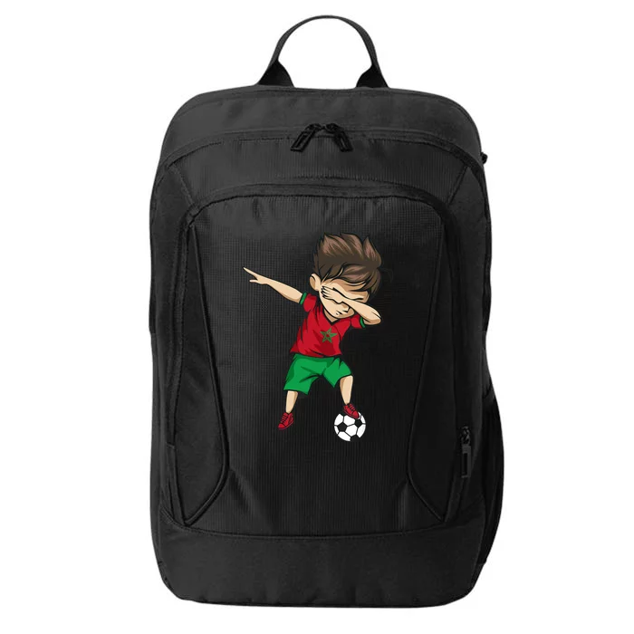 Dabbing Soccer Boy Morocco Jersey Moroccan Football City Backpack