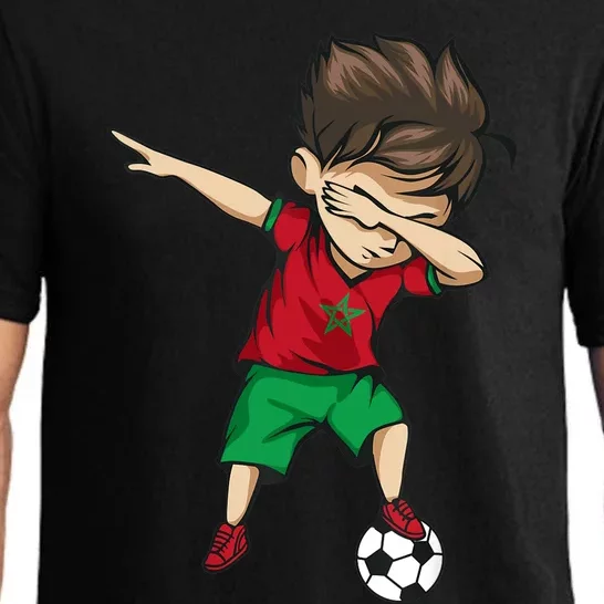 Dabbing Soccer Boy Morocco Jersey Moroccan Football Pajama Set