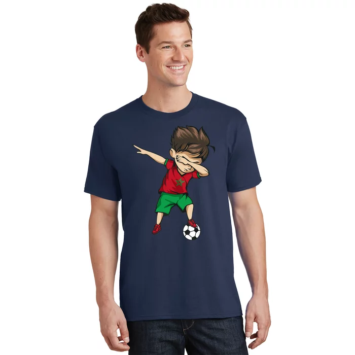 Dabbing Soccer Boy Morocco Jersey Moroccan Football T-Shirt