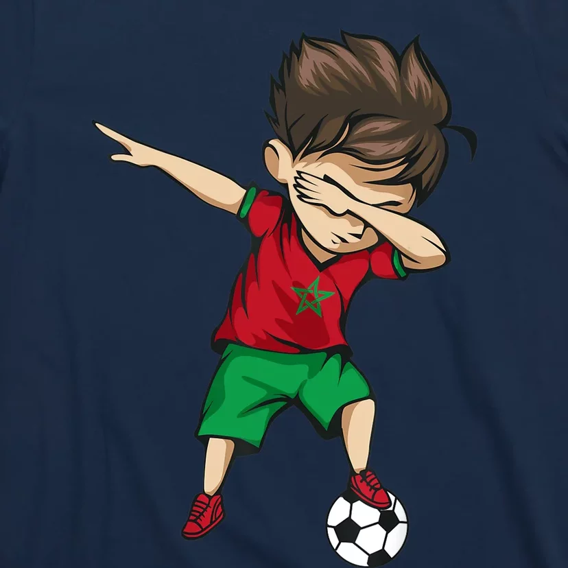 Dabbing Soccer Boy Morocco Jersey Moroccan Football T-Shirt