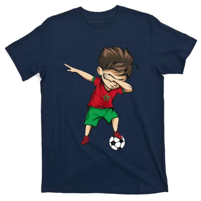 Dabbing Soccer Boy Morocco Jersey Moroccan Football T-Shirt