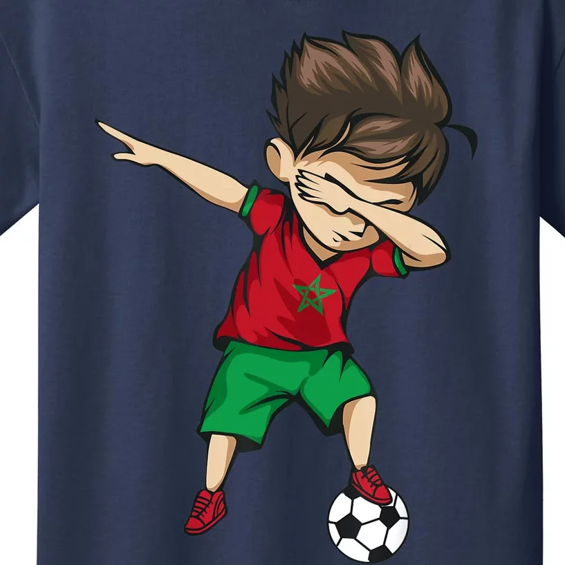 Dabbing Soccer Boy Morocco Jersey Moroccan Football Kids T-Shirt