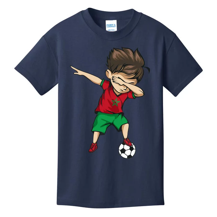 Dabbing Soccer Boy Morocco Jersey Moroccan Football Kids T-Shirt