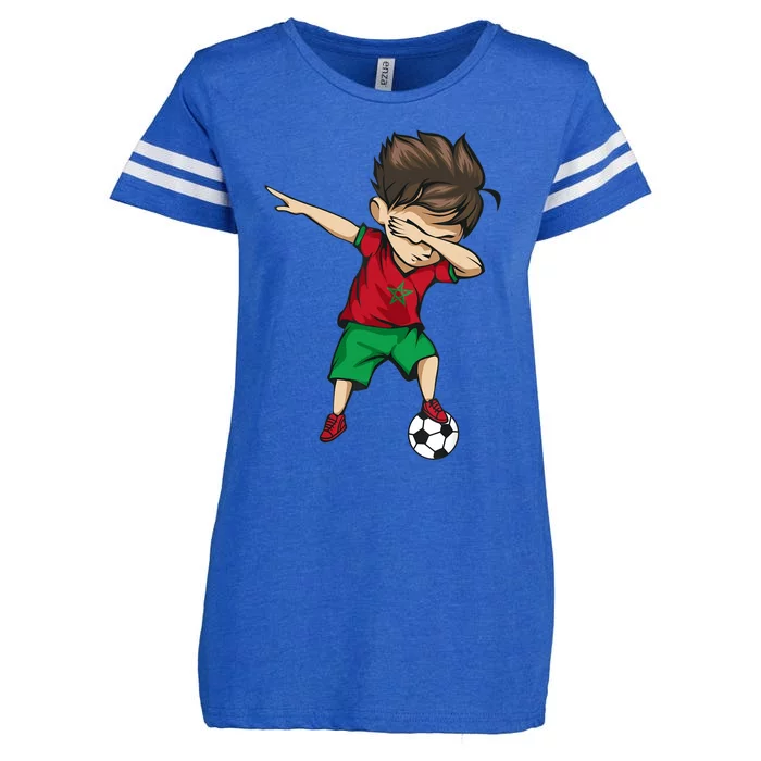 Dabbing Soccer Boy Morocco Jersey Moroccan Football Enza Ladies Jersey Football T-Shirt