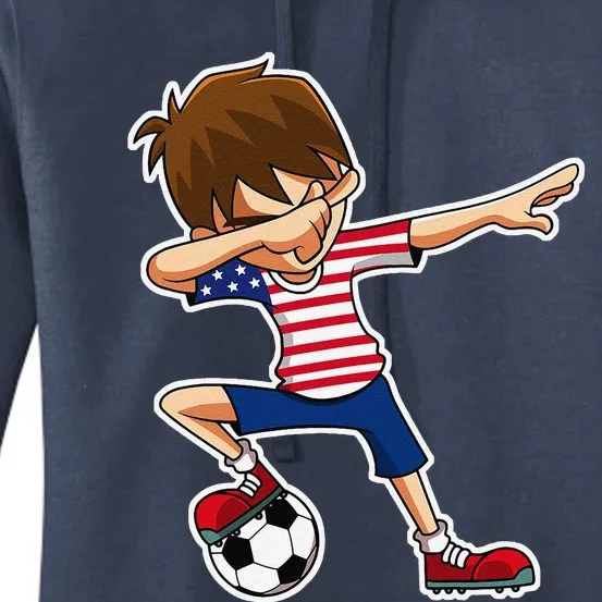 Dabbing Soccer Boy Usa United States Women's Pullover Hoodie