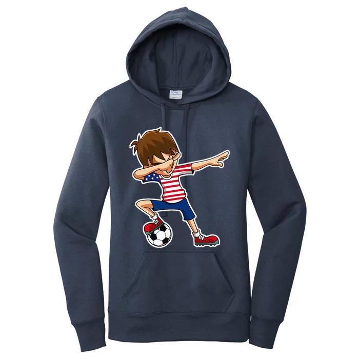 Dabbing Soccer Boy Usa United States Women's Pullover Hoodie