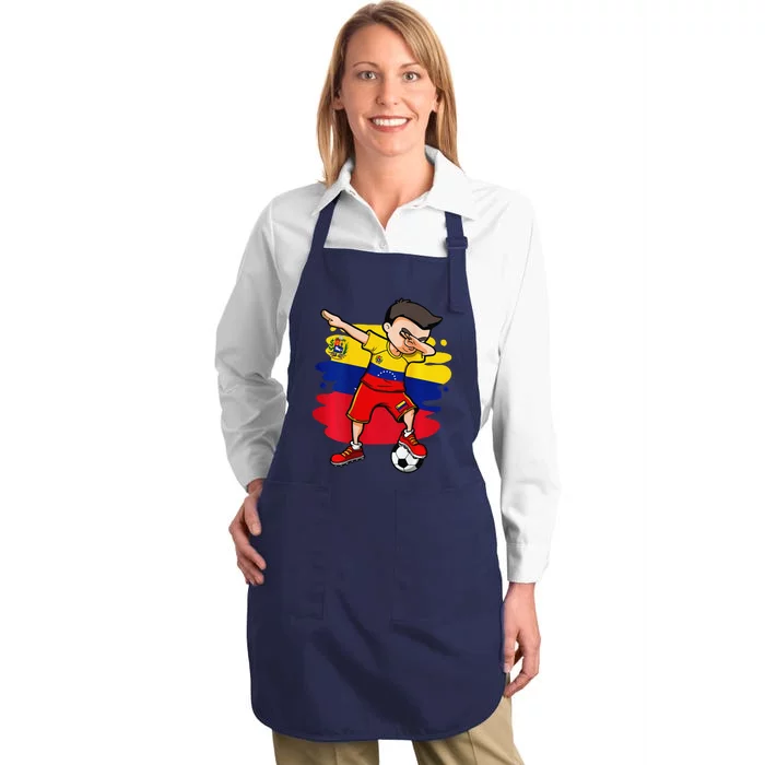 Dabbing Soccer Boy Venezuela Jersey Venezuelan Football Fans Full-Length Apron With Pocket