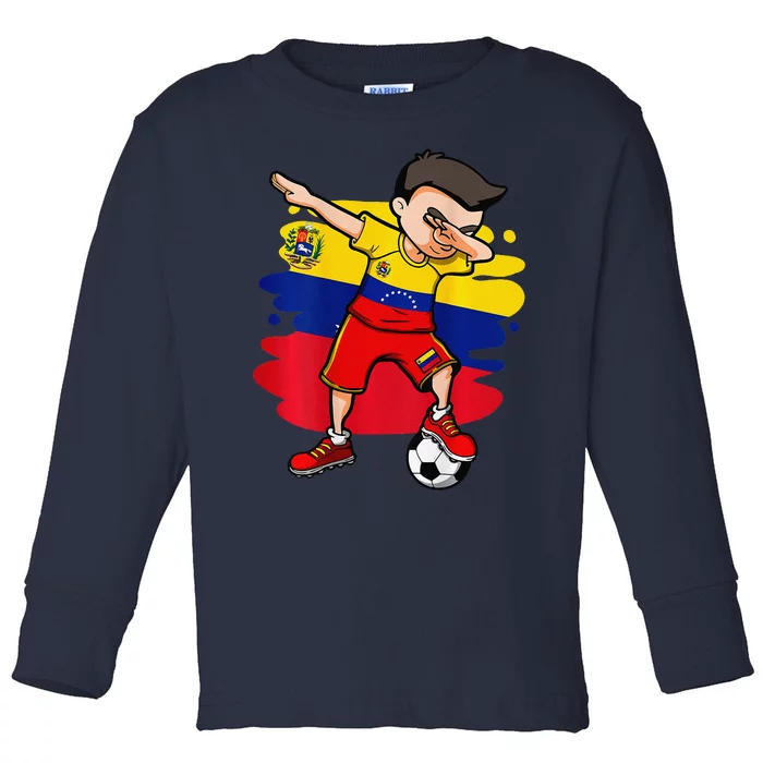 Dabbing Soccer Boy Venezuela Jersey Venezuelan Football Fans Toddler Long Sleeve Shirt