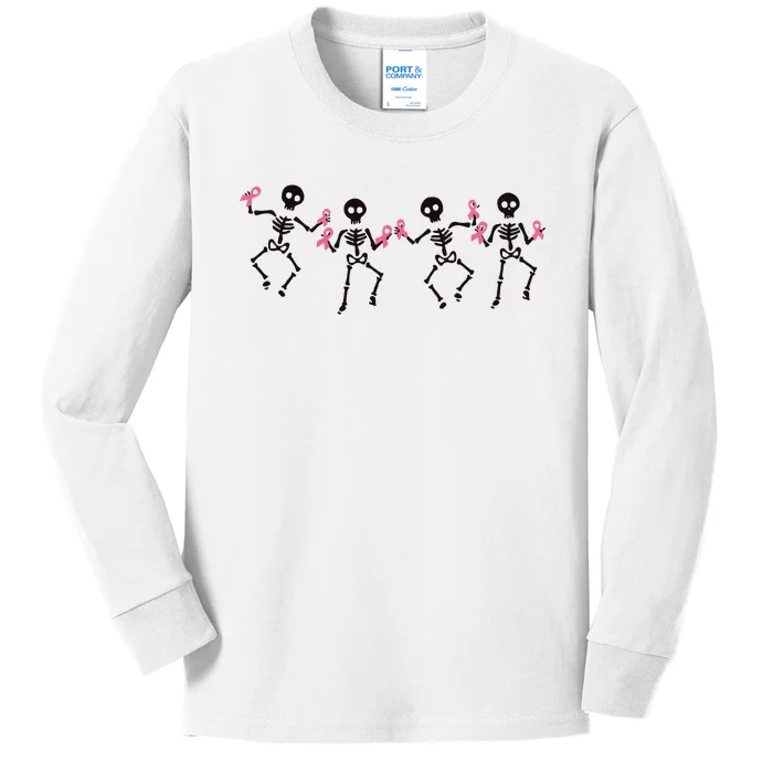 Dancing Skeletons Breast Cancer Kids Long Sleeve Shirt