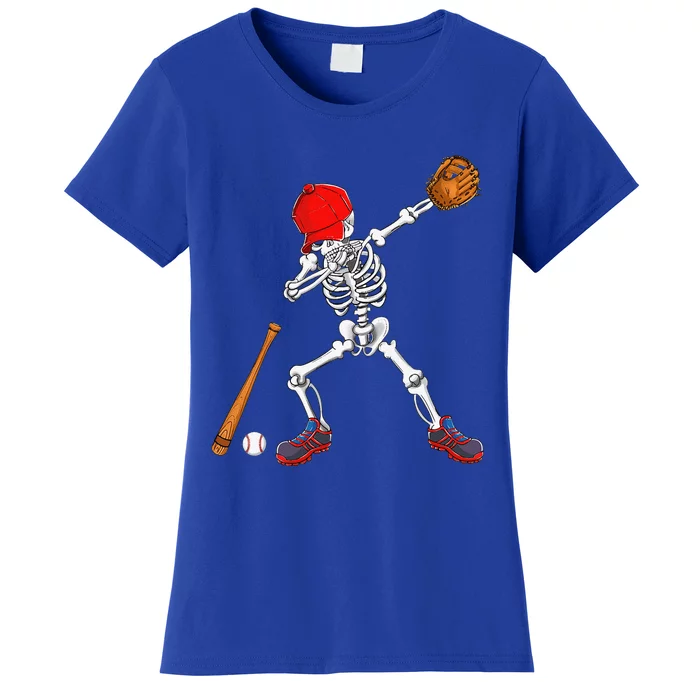 Dabbing Skeleton Baseball Halloween Costume Gift Women's T-Shirt