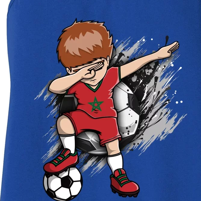 Dabbing Soccer Boy Great Gift Morocco Jersey Moroccan Football Fans Great Gift Women's Racerback Tank