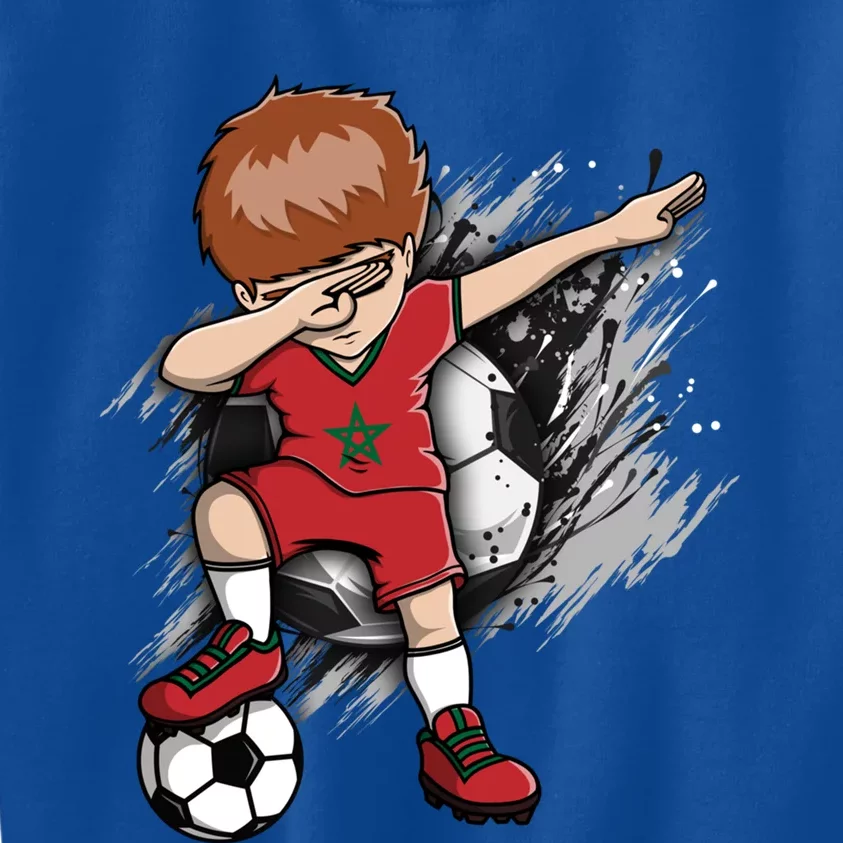 Dabbing Soccer Boy Great Gift Morocco Jersey Moroccan Football Fans Great Gift Kids Sweatshirt