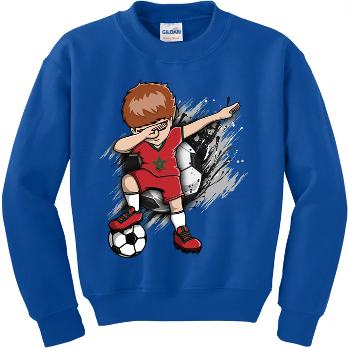 Dabbing Soccer Boy Great Gift Morocco Jersey Moroccan Football Fans Great Gift Kids Sweatshirt