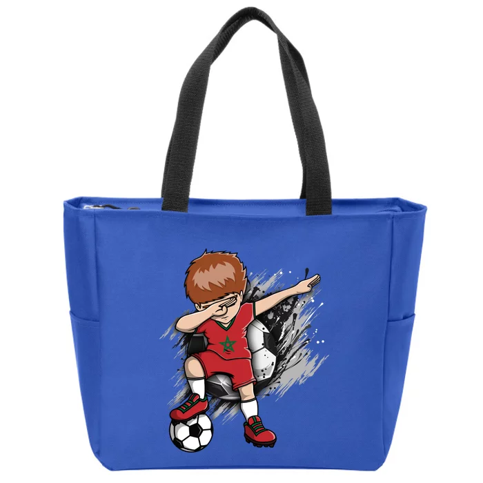 Dabbing Soccer Boy Great Gift Morocco Jersey Moroccan Football Fans Great Gift Zip Tote Bag