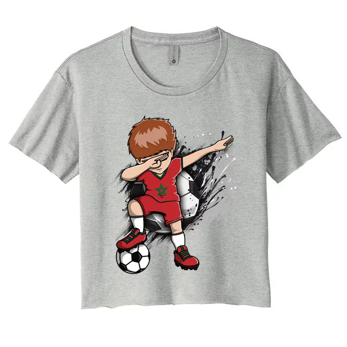 Dabbing Soccer Boy Great Gift Morocco Jersey Moroccan Football Fans Great Gift Women's Crop Top Tee