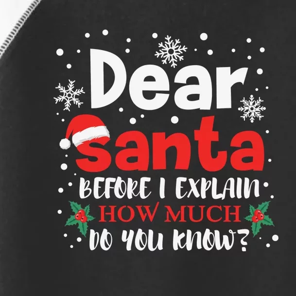 Dear Santa Before I Explain How Much Do You Know Toddler Fine Jersey T-Shirt