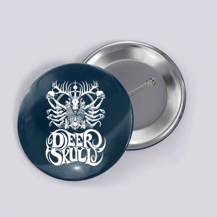 Deer Skull Band Merch Baphomet Wendigo White Design Button